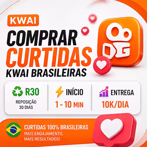 🟧🧡 Curtidas Kwai Brasileiras | MQ | ♻️R30 |⚡️Início : 1 - 10Min | 📈Entrega: 10K/Dia |